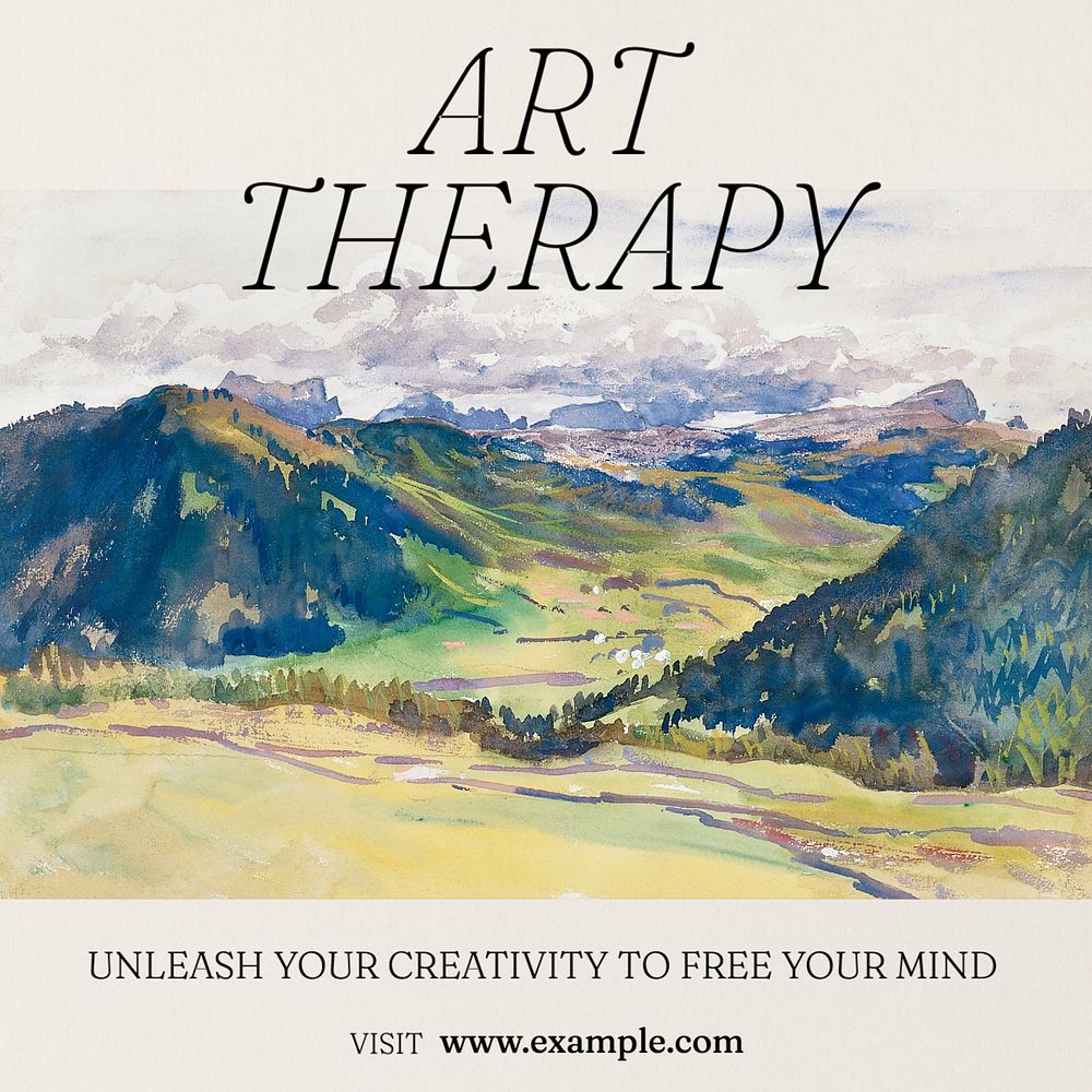 Art therapy Instagram post template, editable text