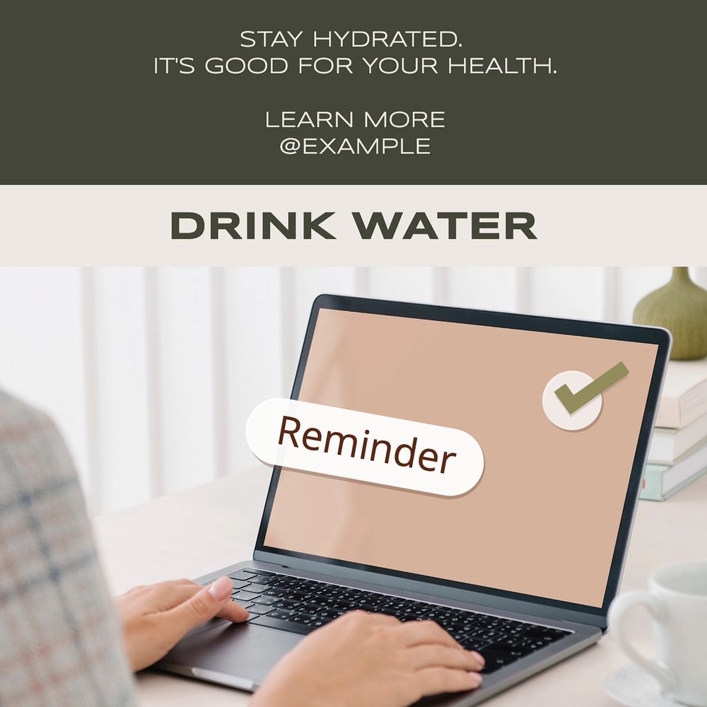 Drink water Instagram post template, editable text