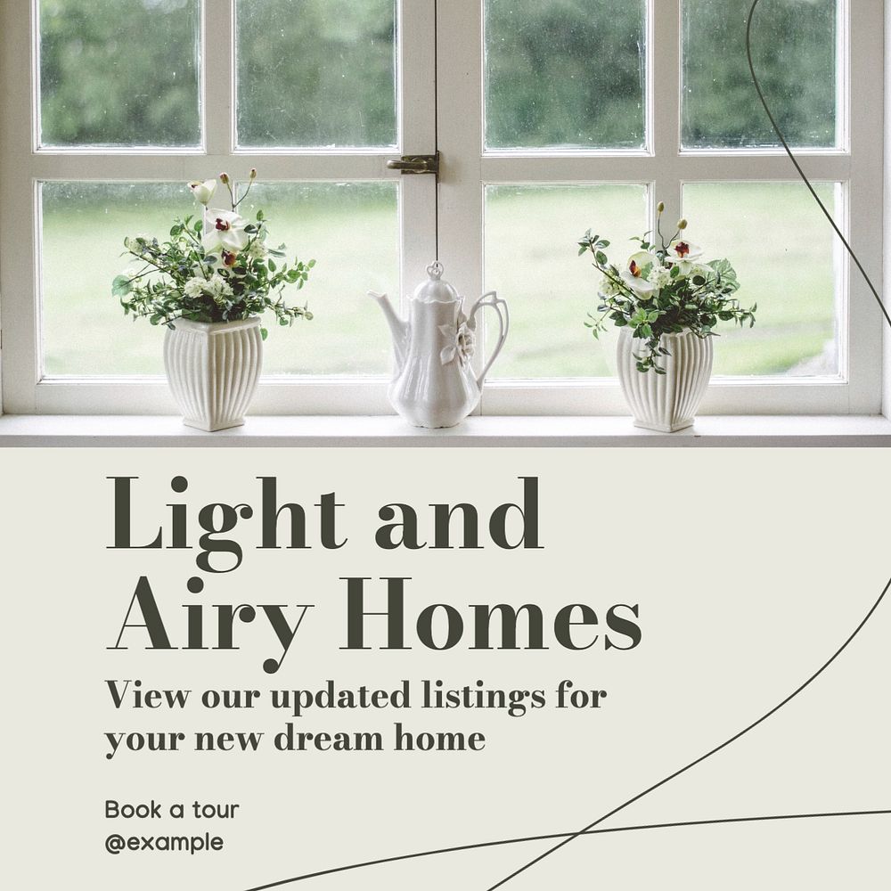 Airy homes Instagram post template, editable text