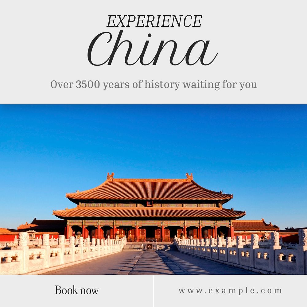 China travel Instagram post template, editable text