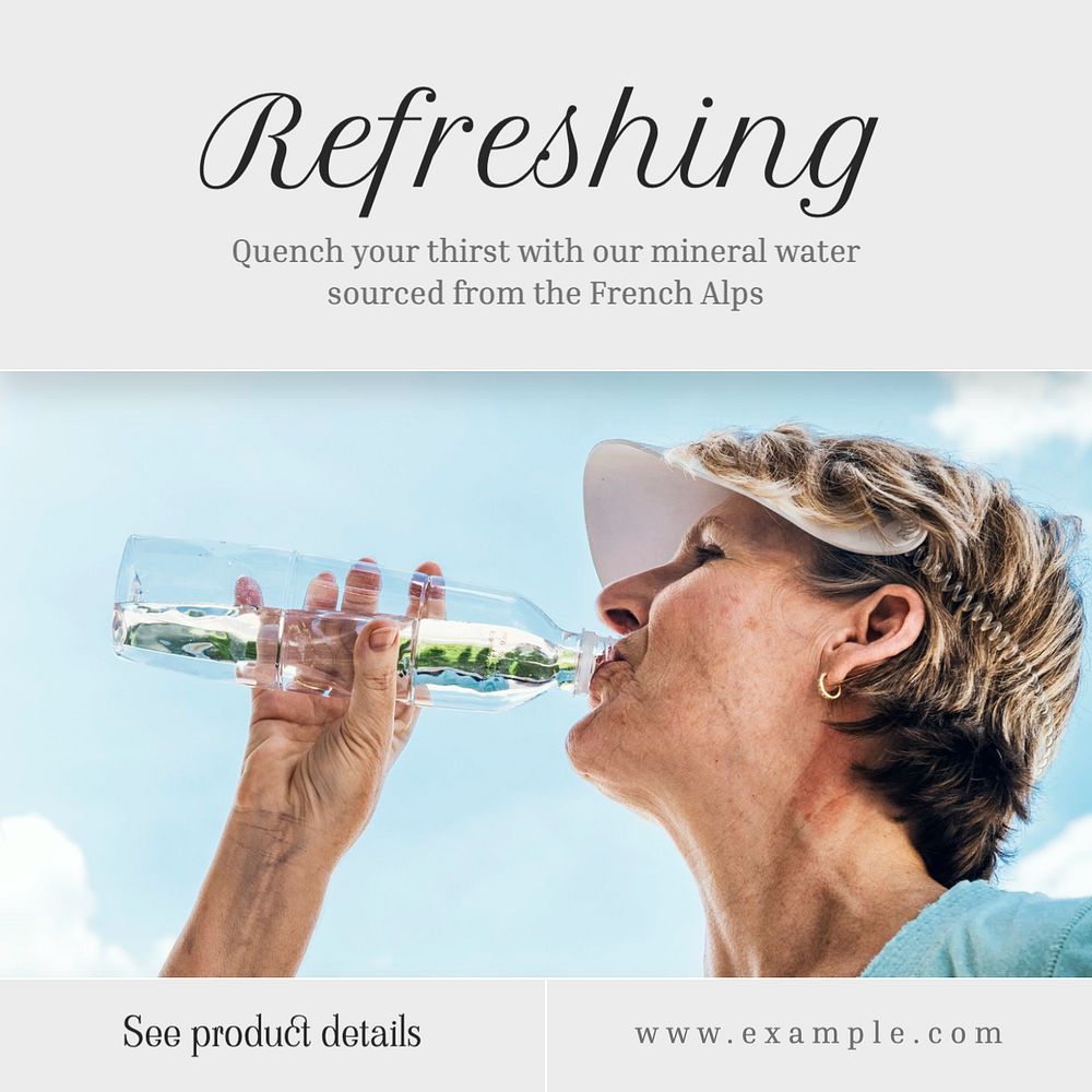 Refreshing water Instagram post template, editable text