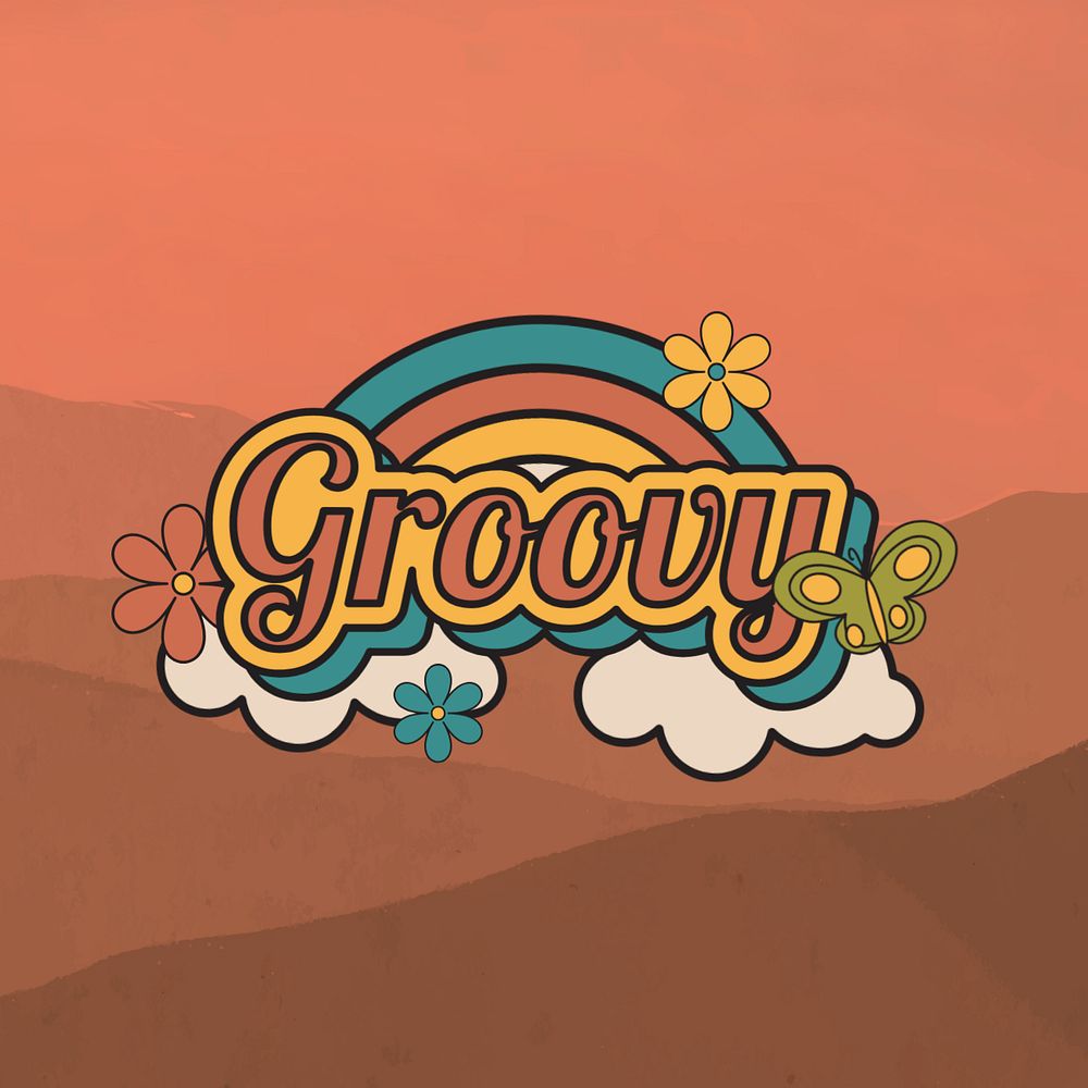 Groovy retro typography, editable design