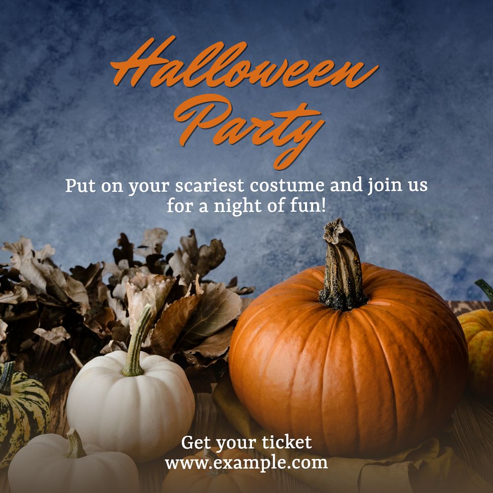 Halloween party Instagram post template, editable text