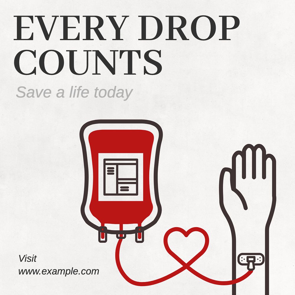 Blood donation Instagram post template, editable text