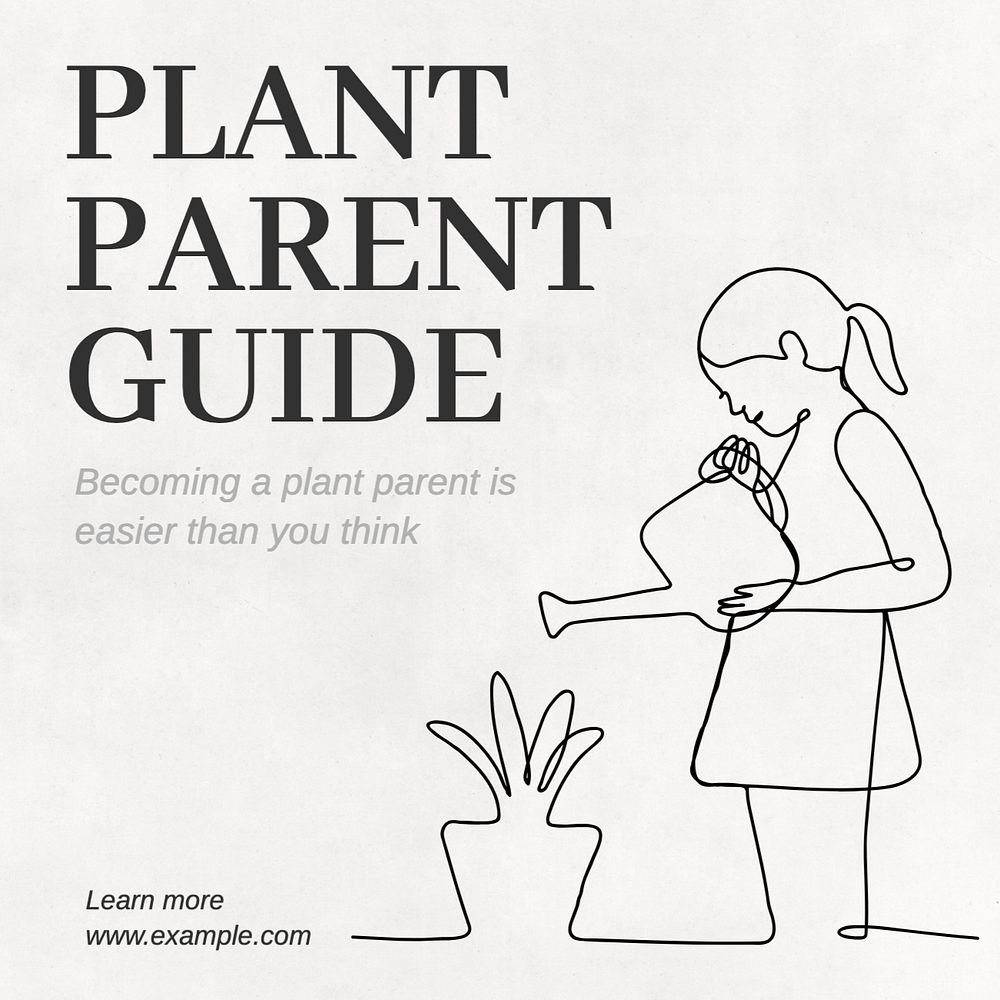 Plant parent guide Instagram post template, editable text