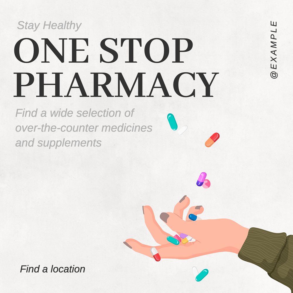 One stop pharmacy Instagram post template, editable text