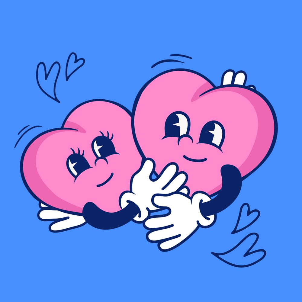 Hugging hearts, love illustration, editable design