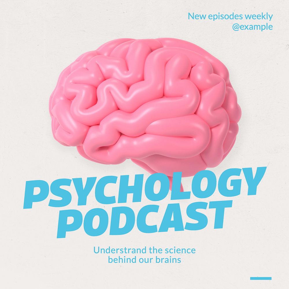 Psychology podcast Instagram post template, editable text