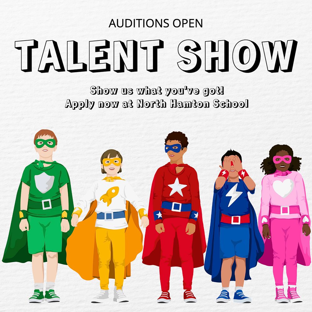 Talent show  Instagram post template, editable text