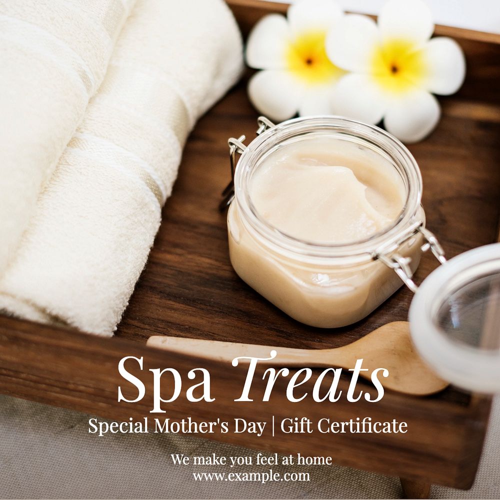 Spa treatment Instagram post template, editable text