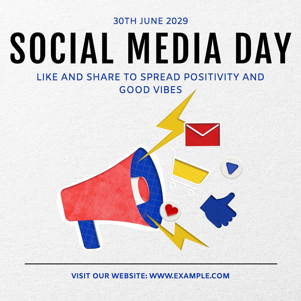 Social media day Instagram post template, editable text