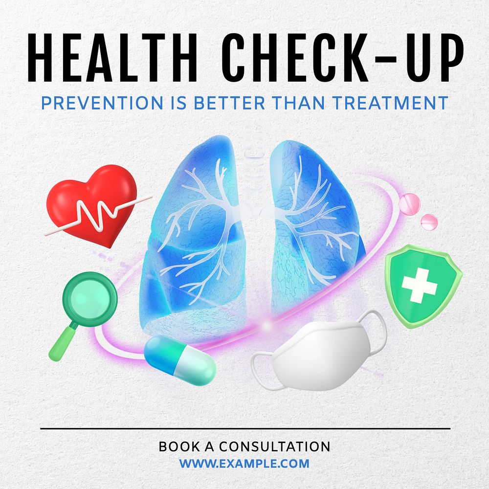 Health check-up Instagram post template, editable text