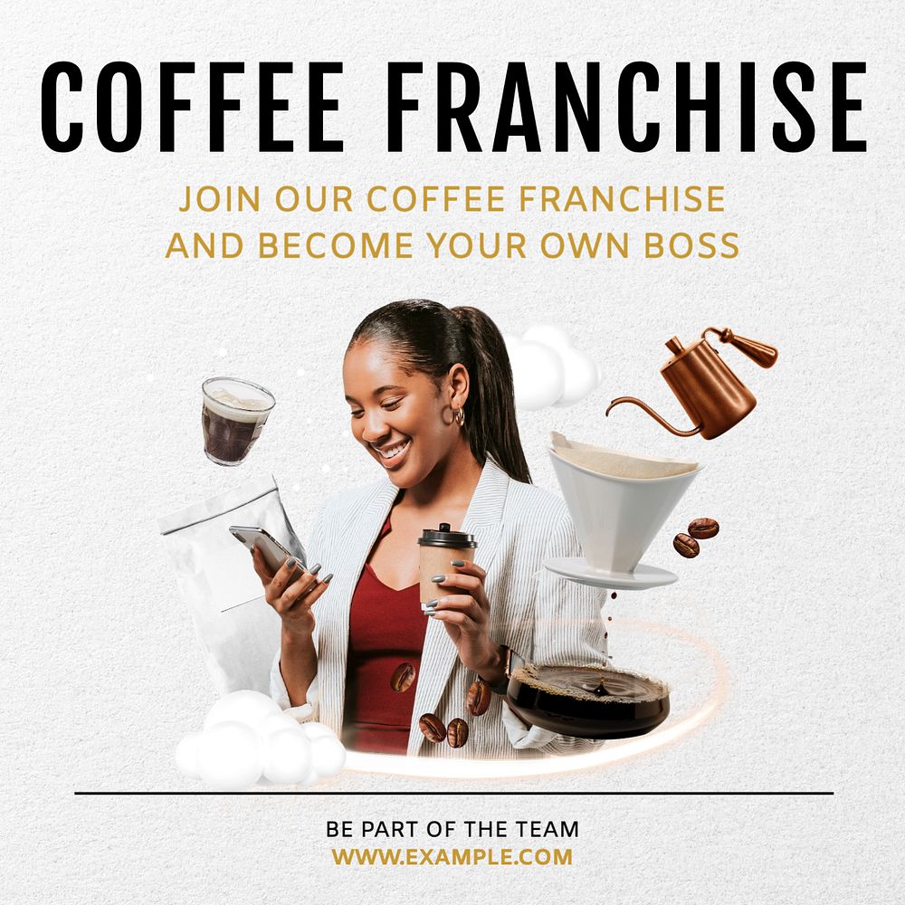 Coffee franchise Instagram post template, editable text
