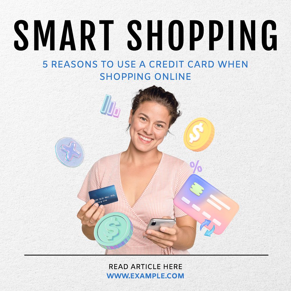 Smart shopping Instagram post template, editable text