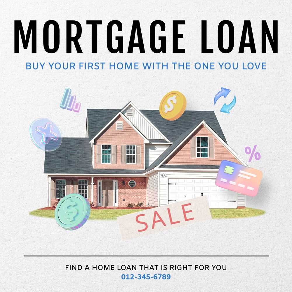 Mortgage loan Instagram post template, editable text