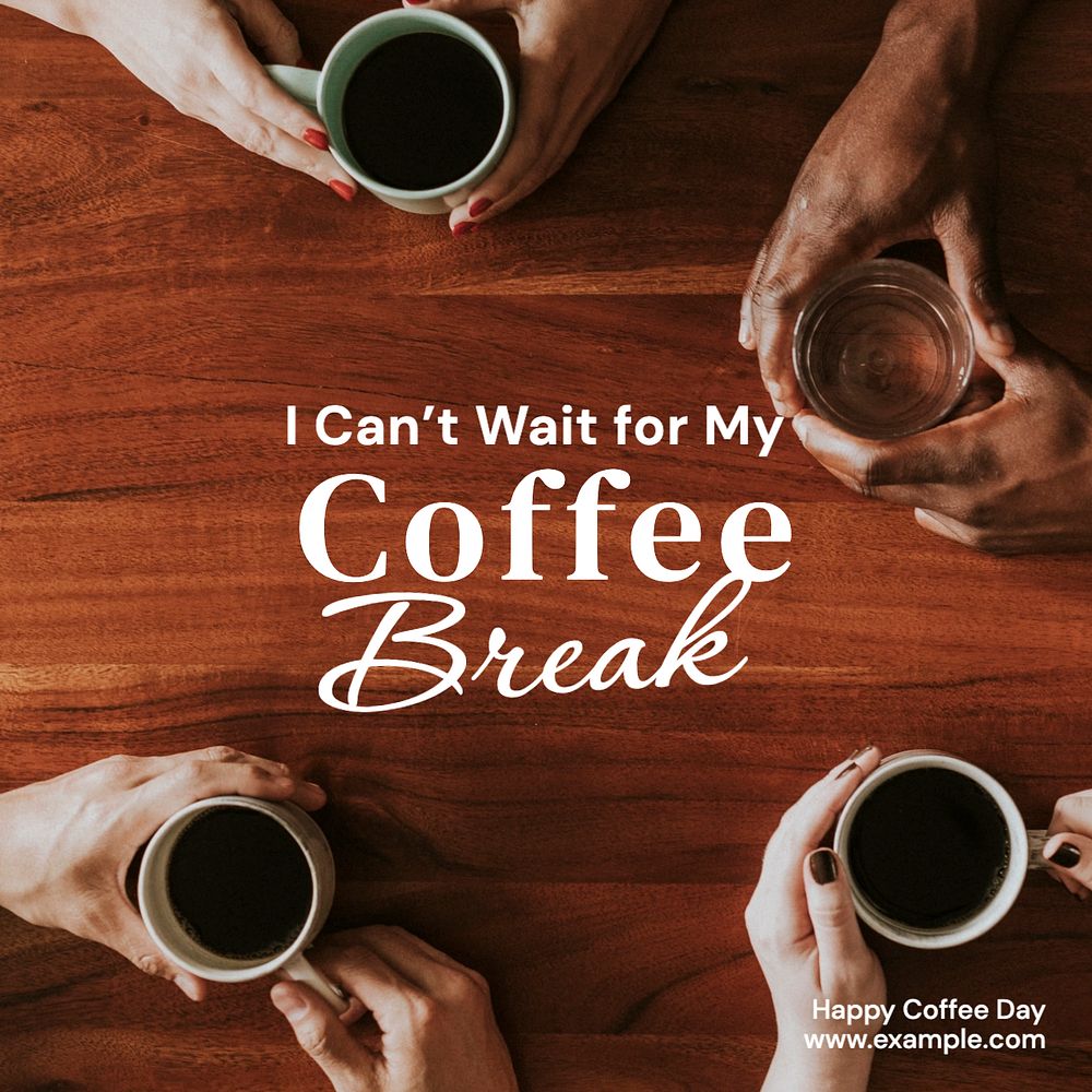 Coffee break Instagram post template, editable text