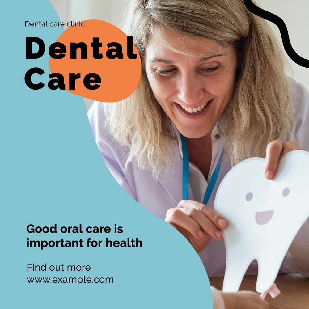 Dental care Instagram post template, editable text