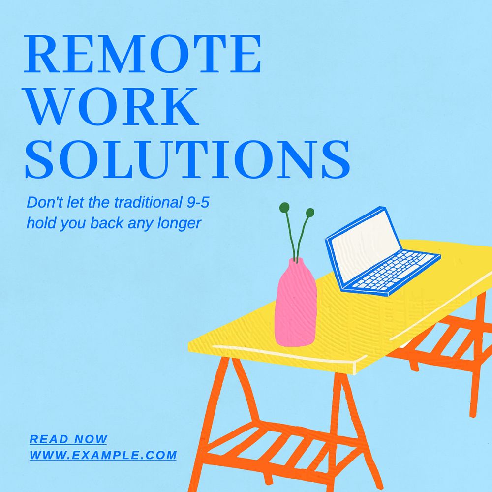 Home remote work Instagram post template, editable text