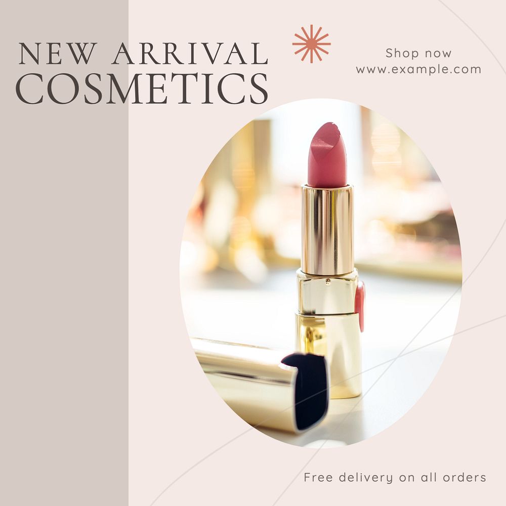 New arrival cosmetics Instagram post template, editable text