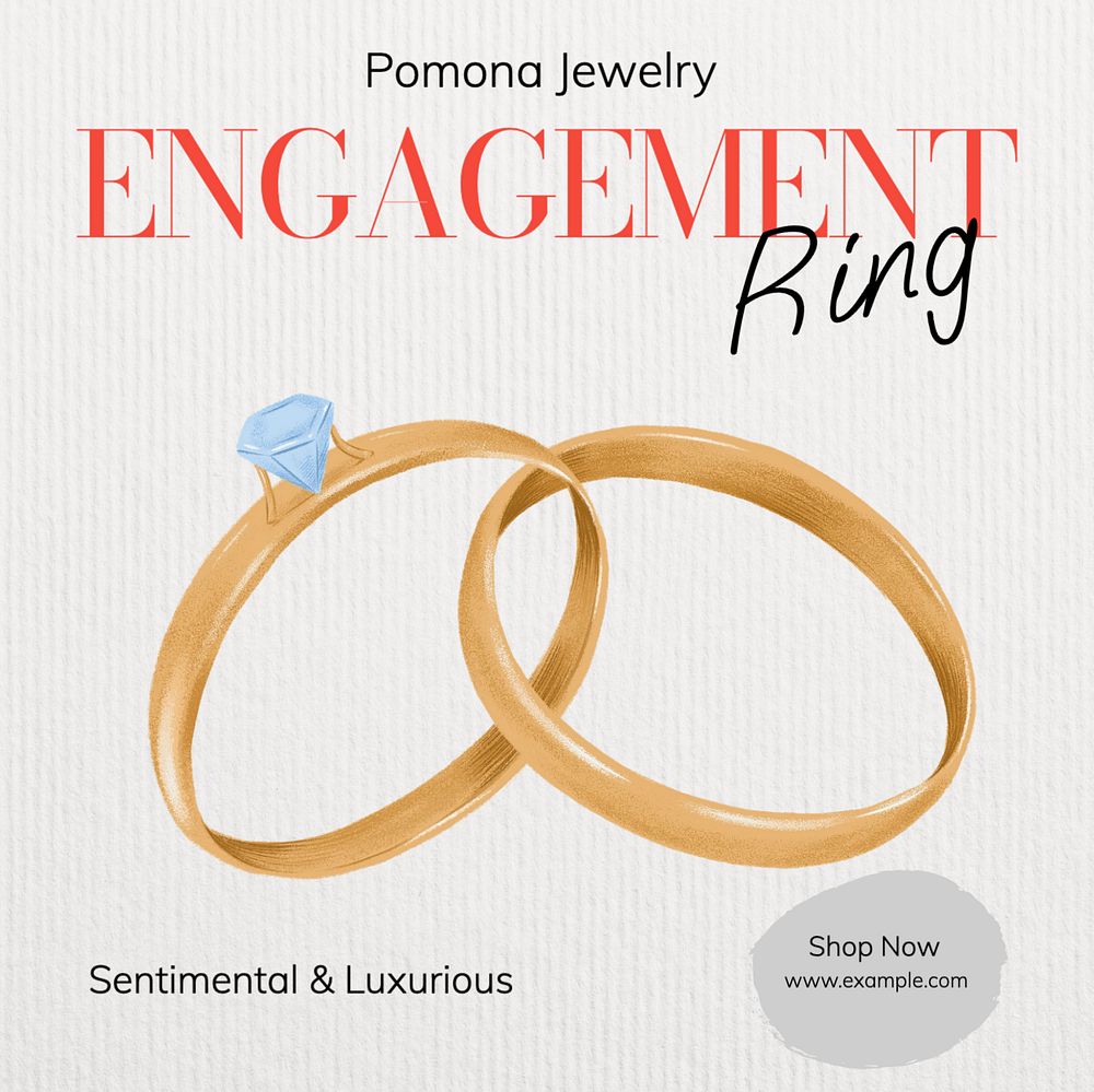 Engagement ring Instagram post template, editable text