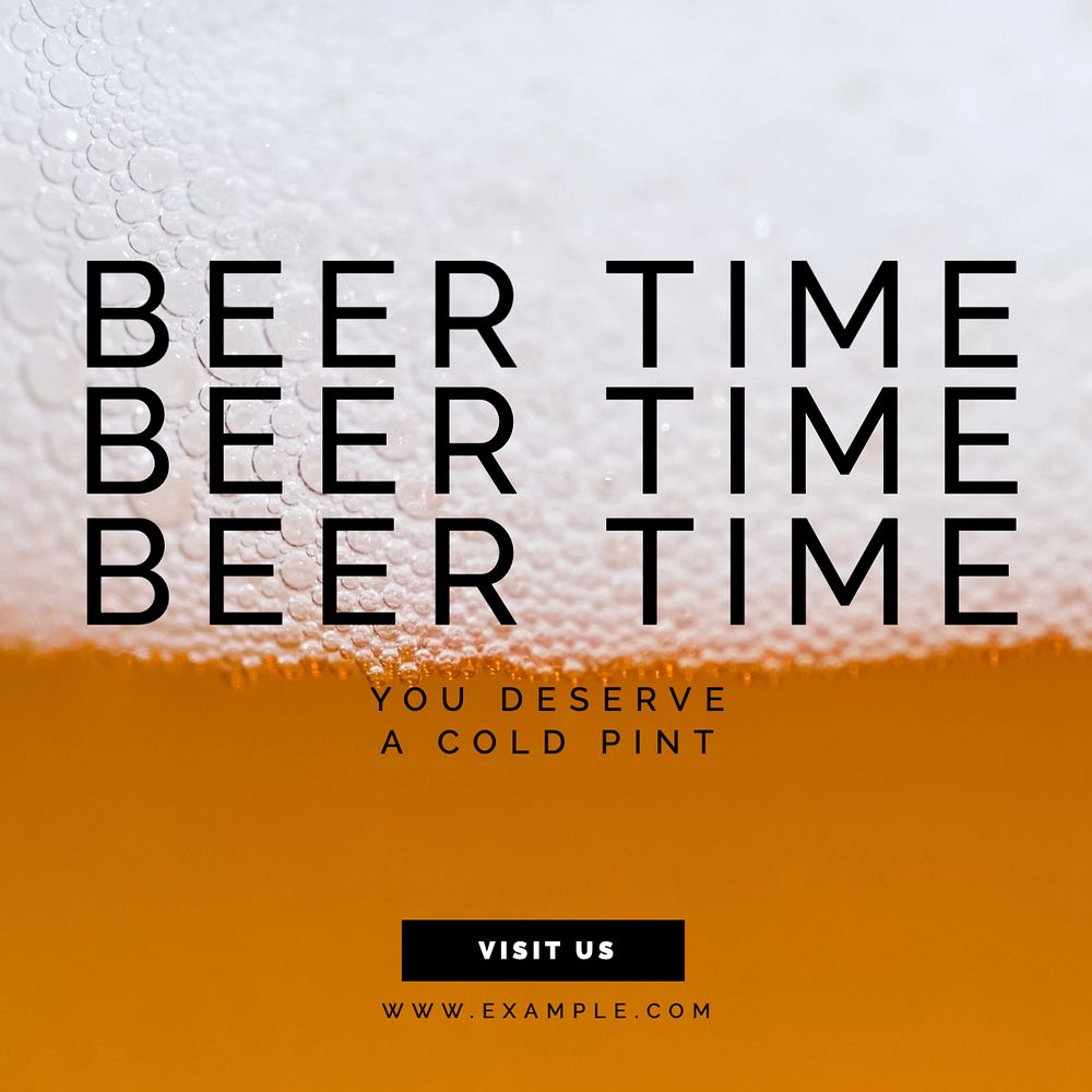 Beer time Instagram post template, editable text