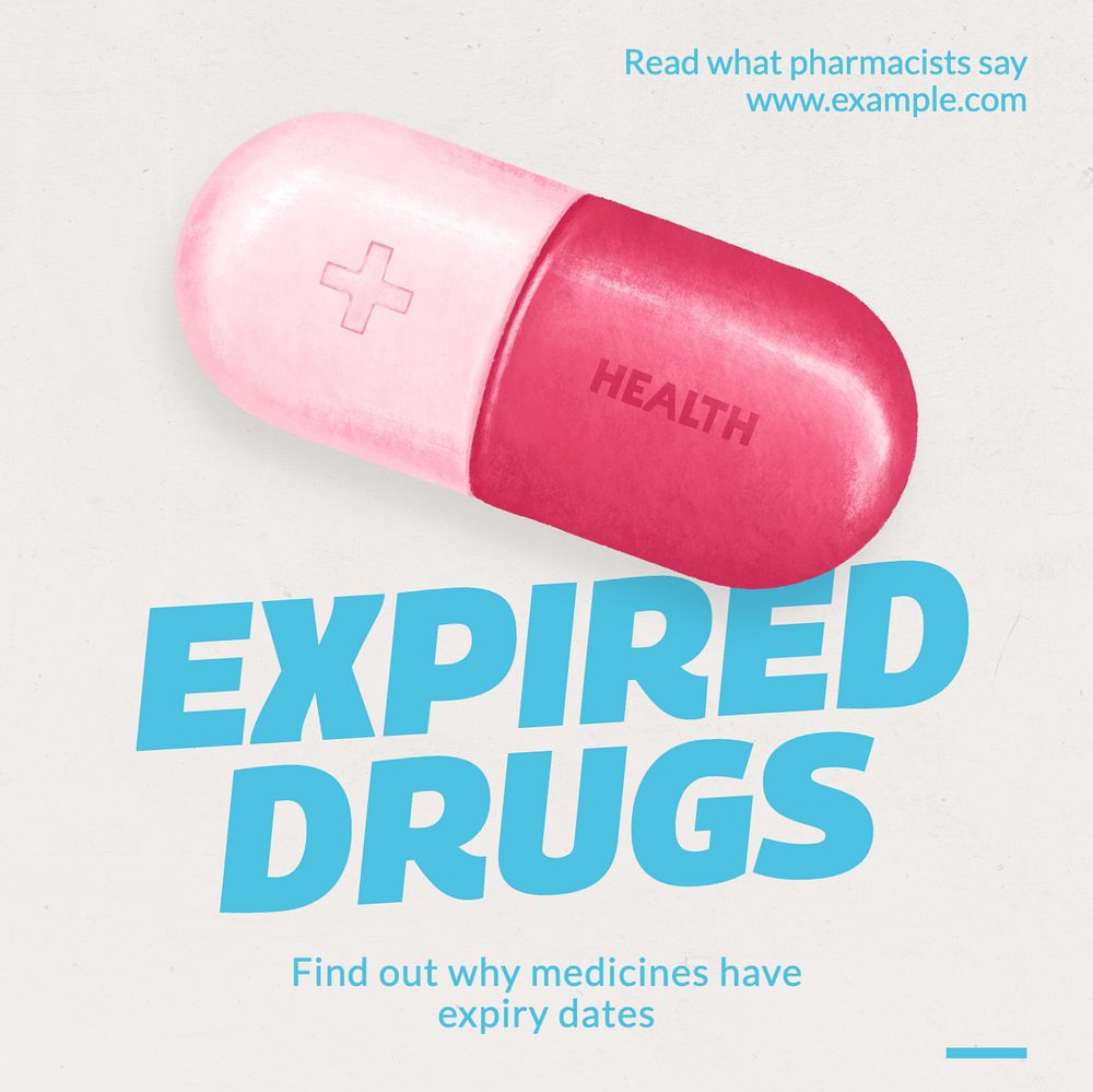 Drug expiry Instagram post template, editable text