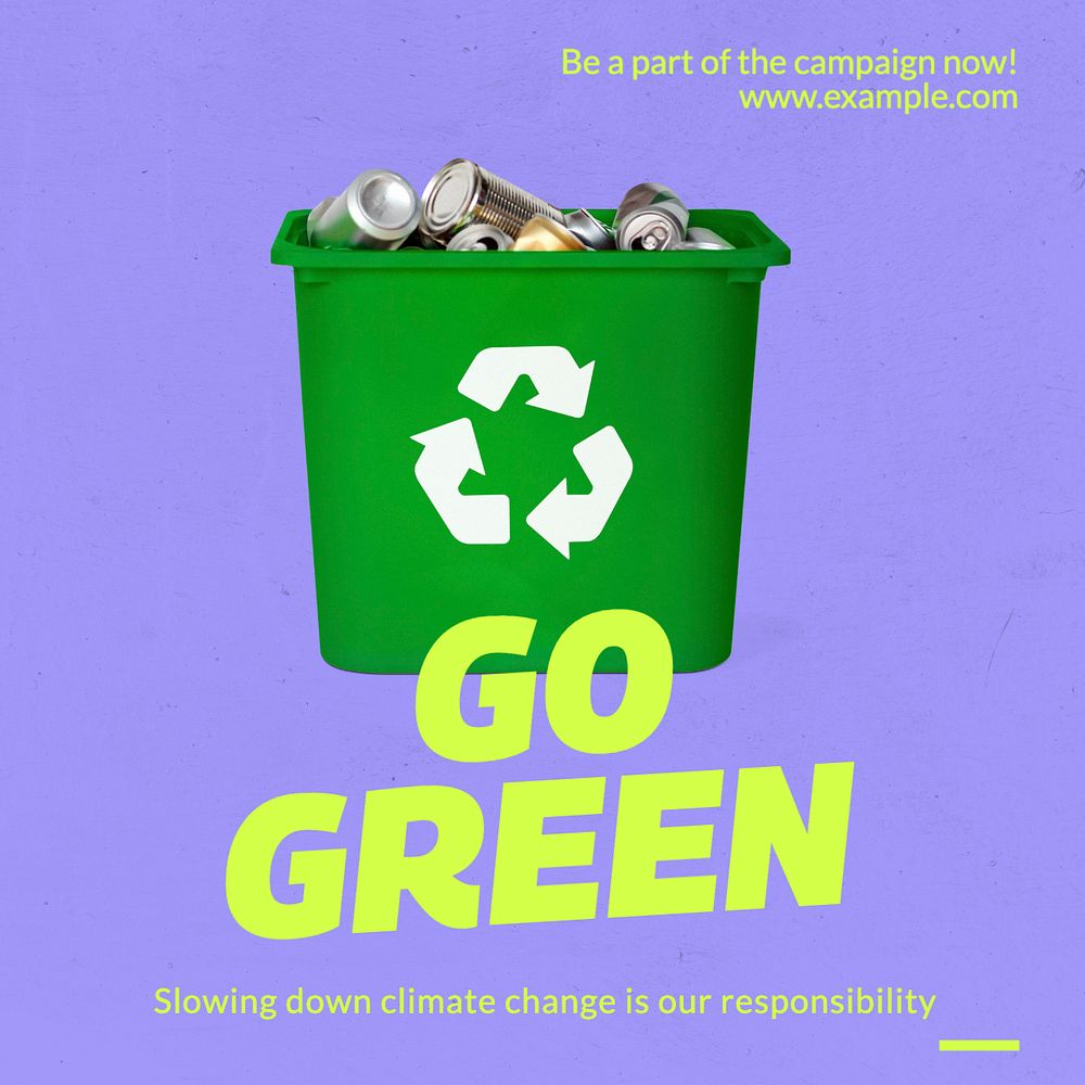 Go green Instagram post template, editable text