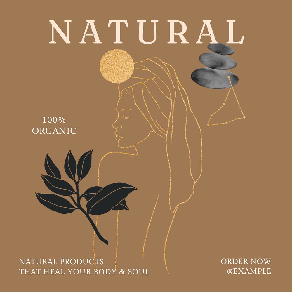 Natural products Instagram post template, editable text