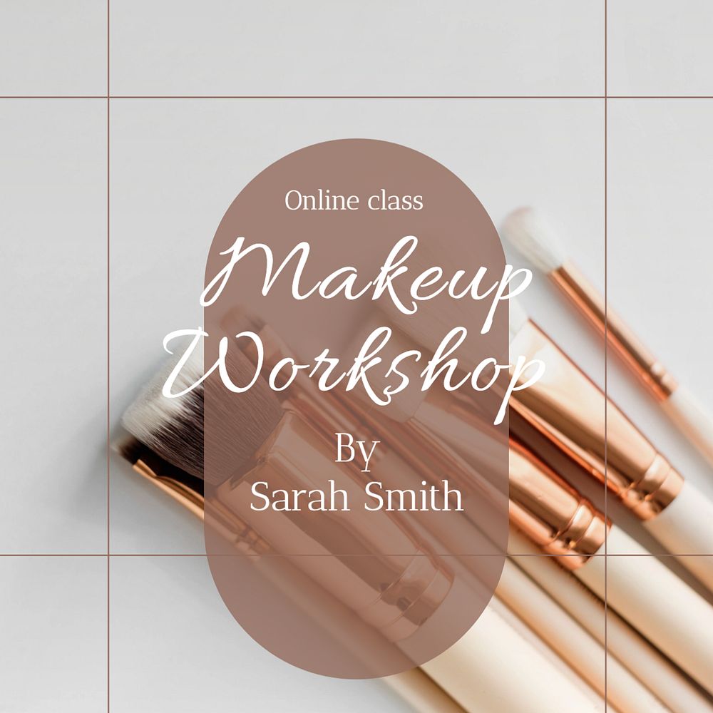 Makeup workshop Instagram post template, editable text