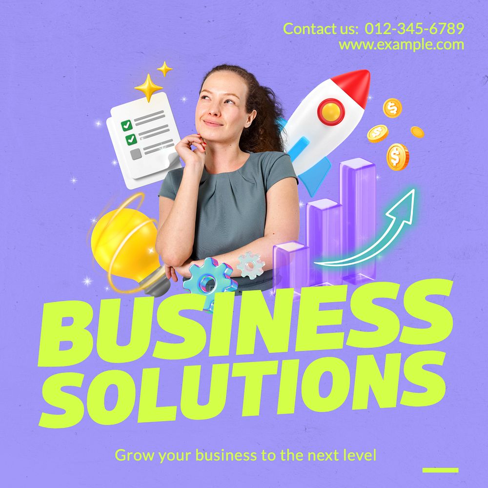 Business solutions Instagram post template, editable text