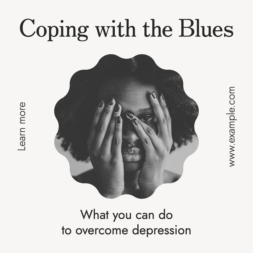 Overcoming depression Instagram post template, editable text