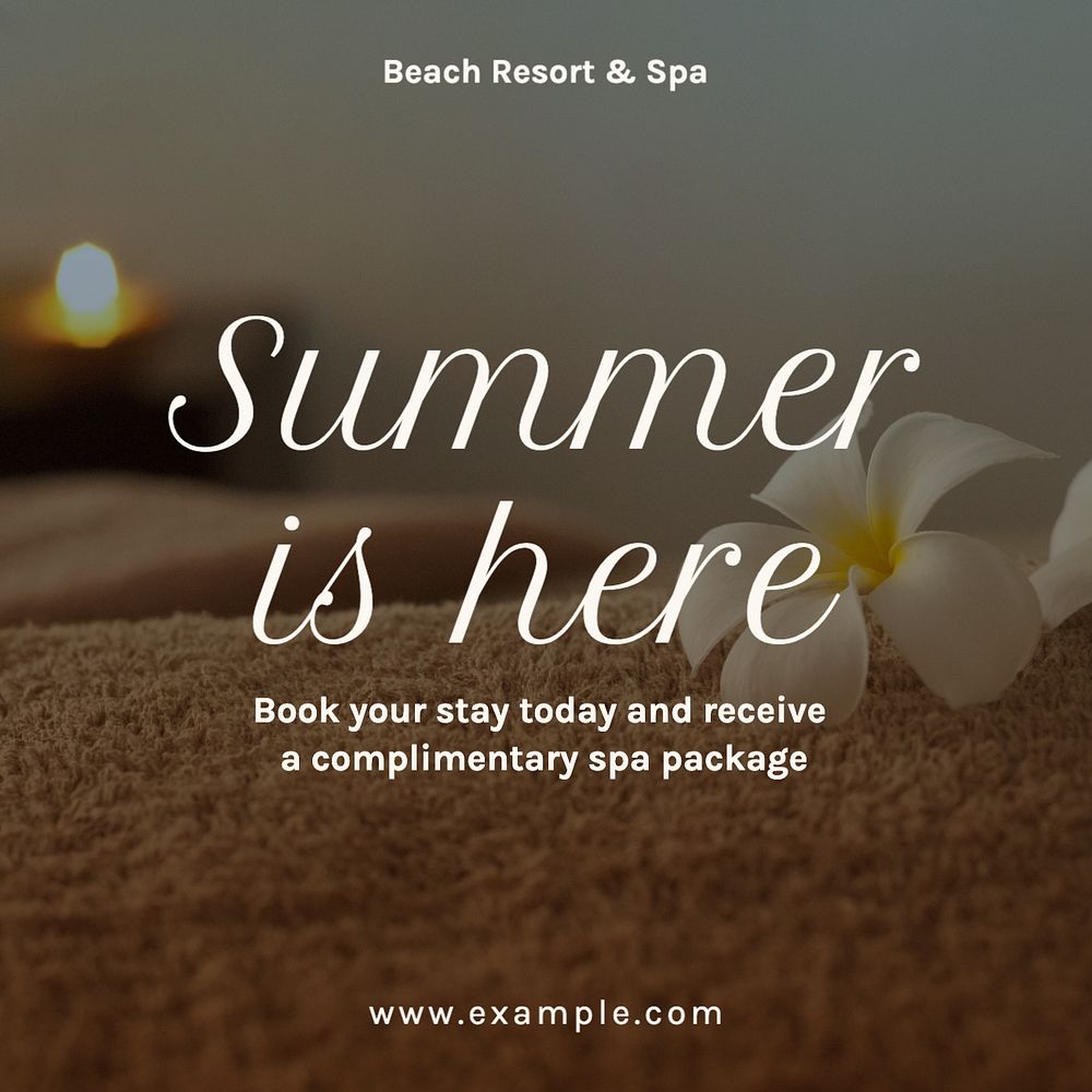Summer travel Instagram post template, editable text