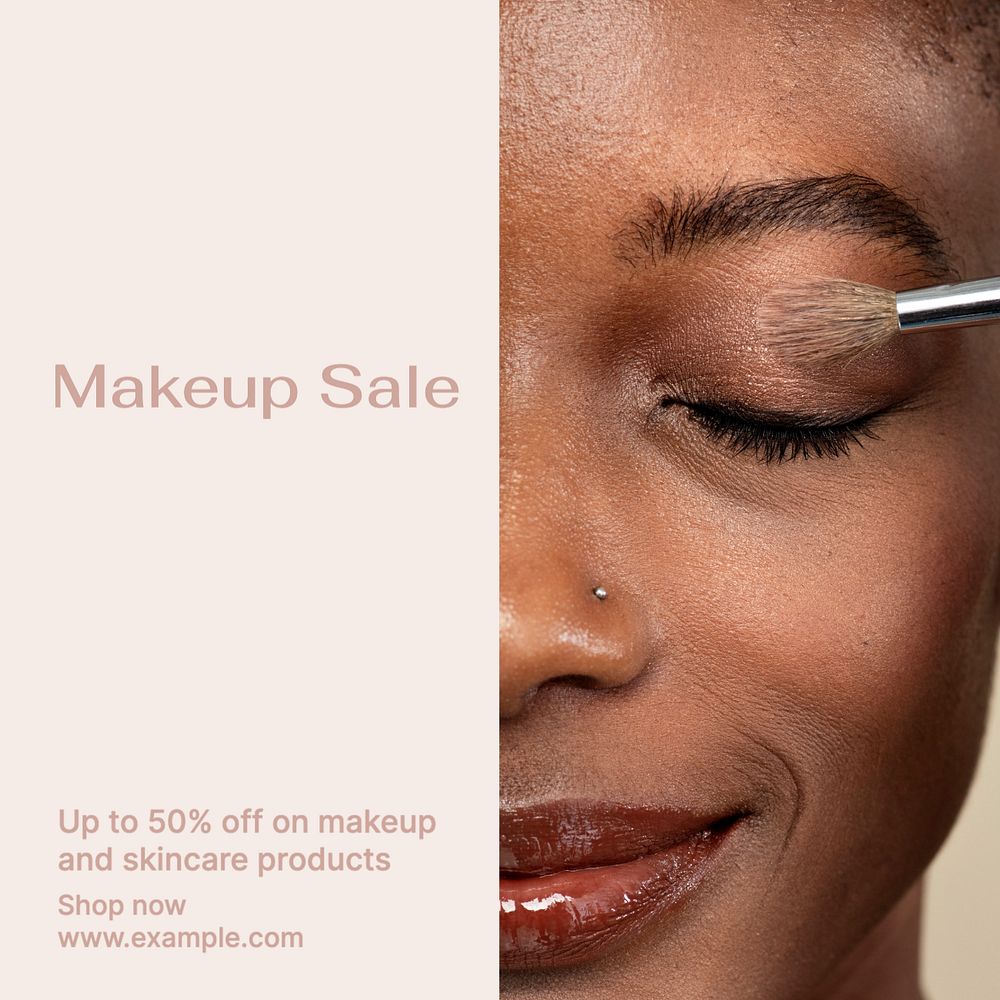 Makeup sale Instagram post template, editable text