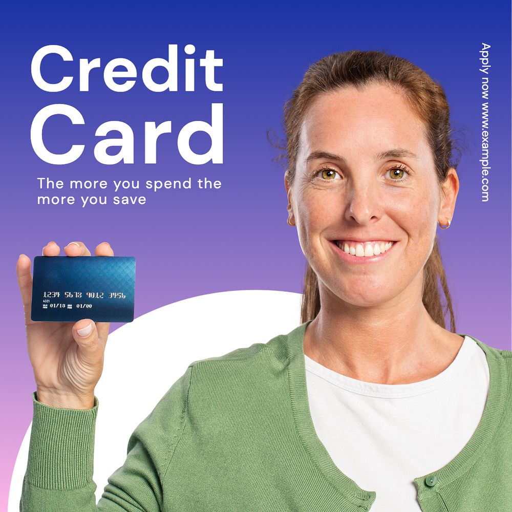 Premium credit card Instagram post template, editable text