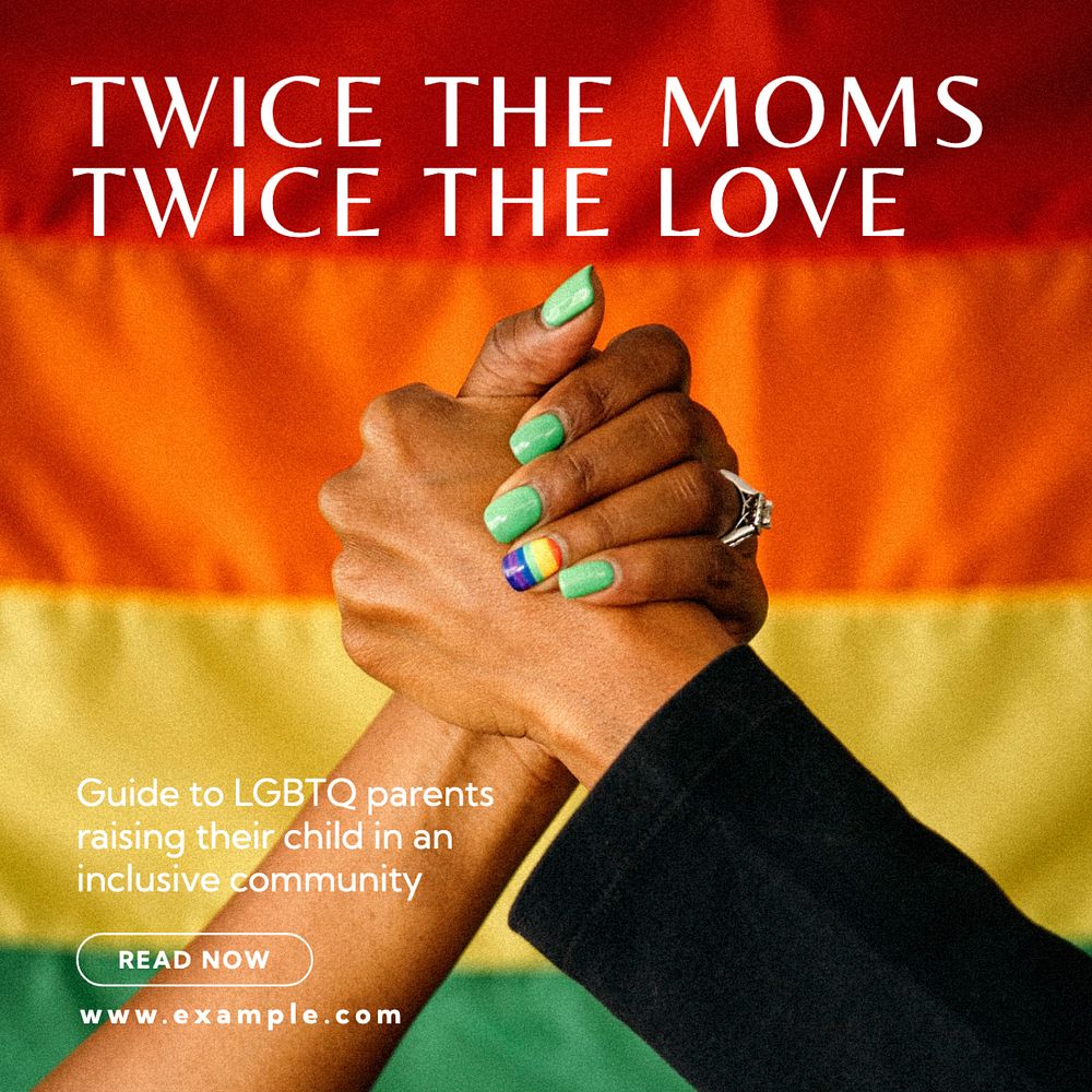 Gay moms Instagram post template, editable text