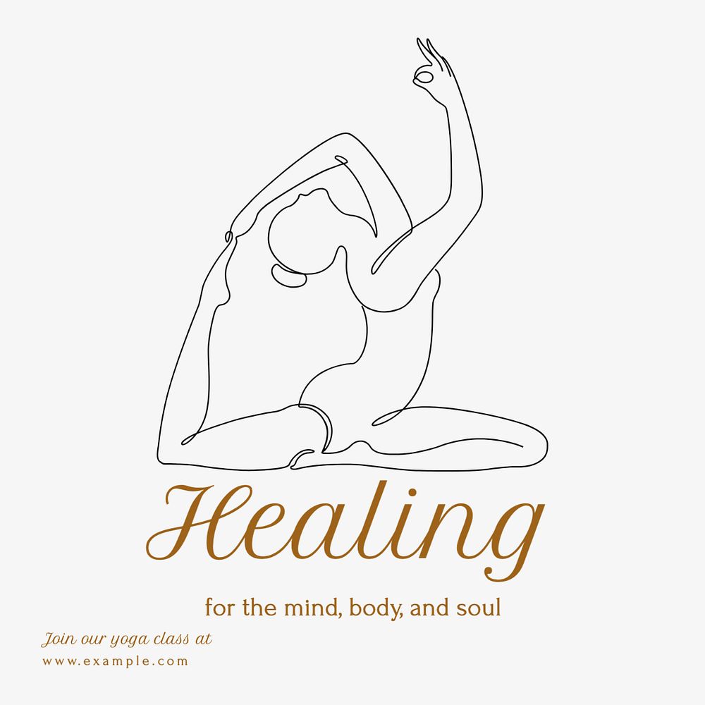 Healing, yoga class Instagram post template, editable text