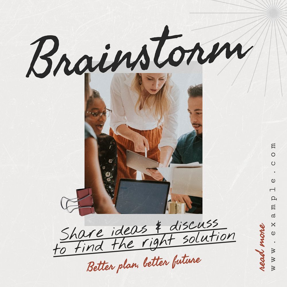 Business brainstorm Instagram post template, editable text