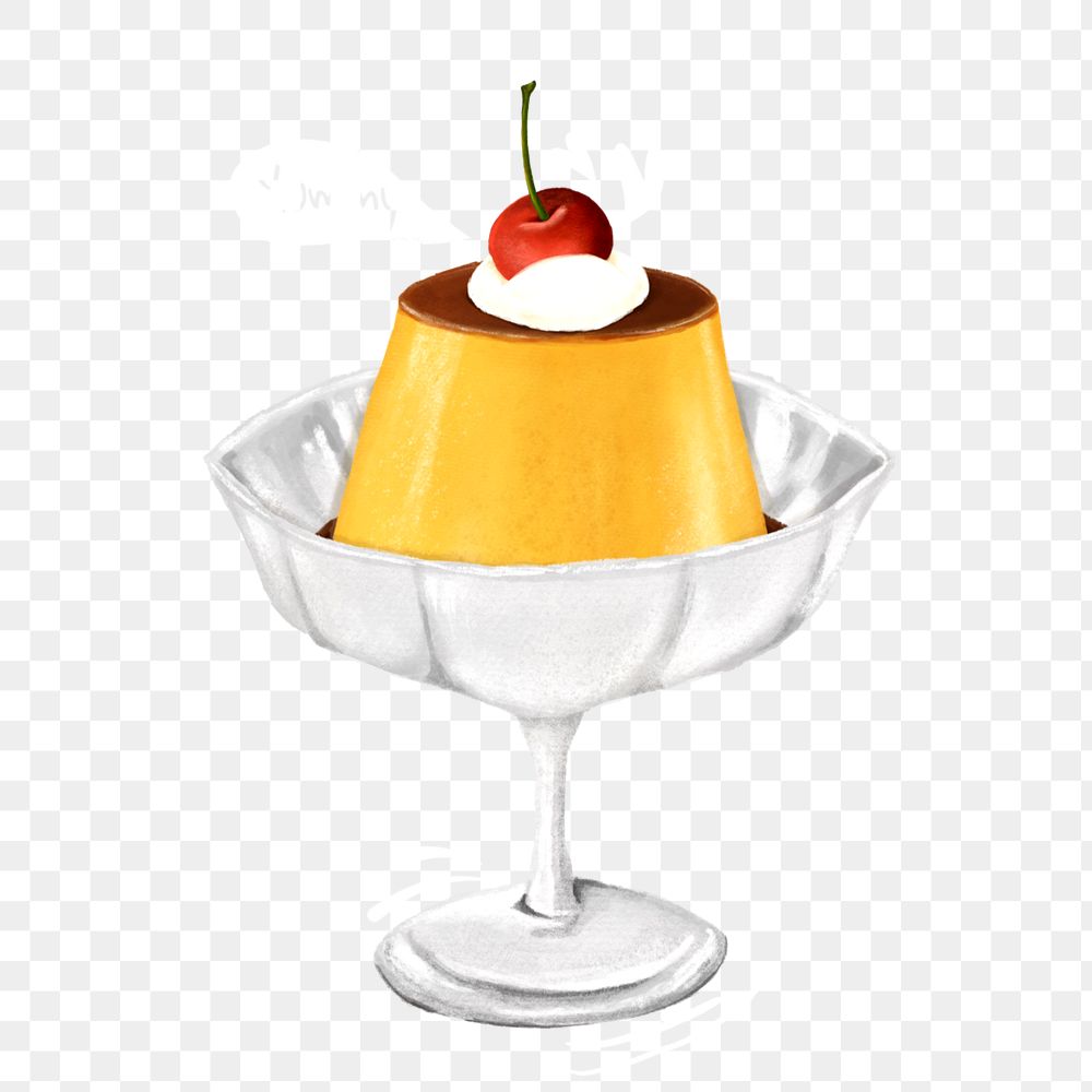 Custard pudding, dessert png illustration, editable design