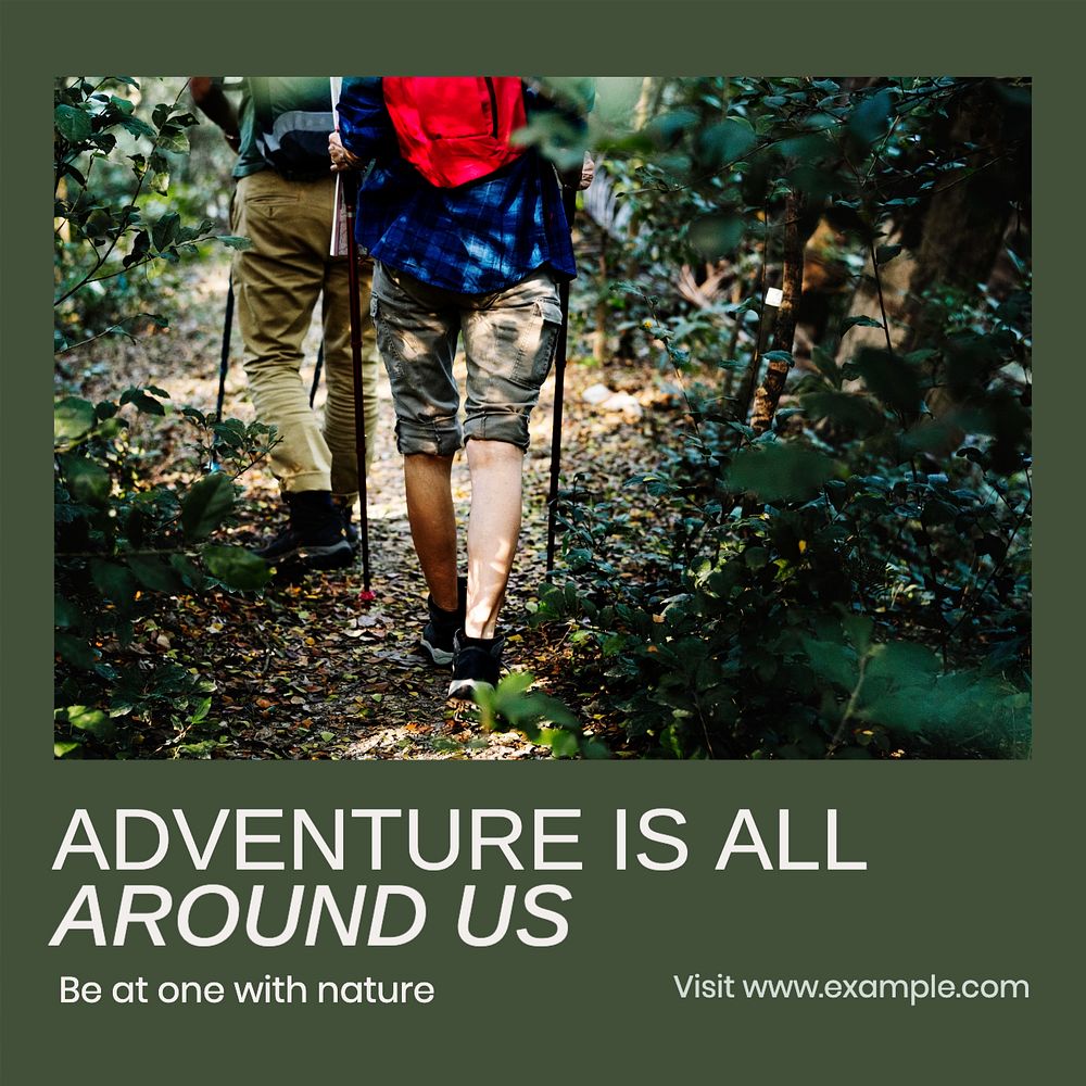 Nature adventure Instagram post template, editable text