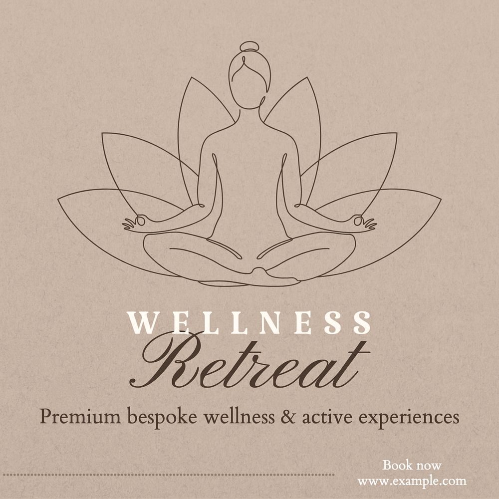 Wellness retreat Instagram post template, editable text