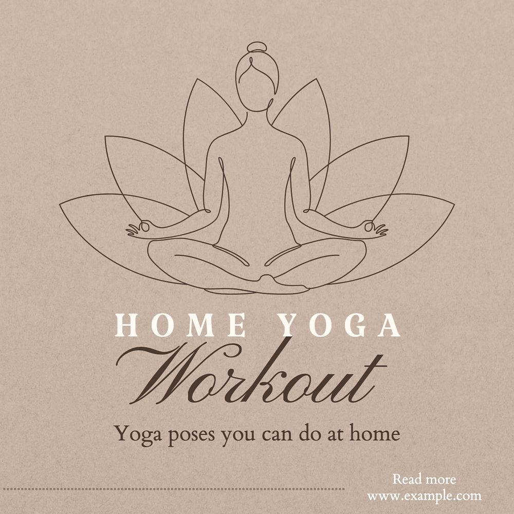 Home yoga workout Instagram post template, editable text