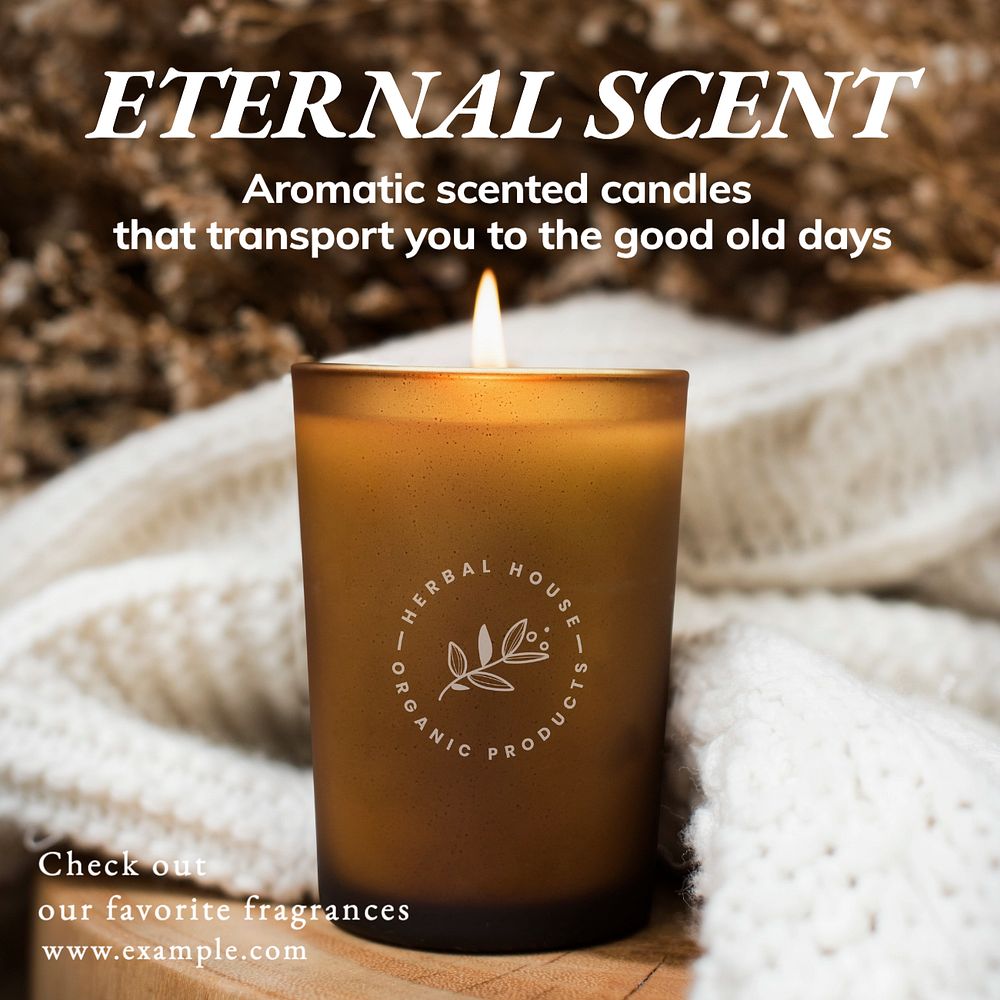 Scented candles Instagram post template, editable text