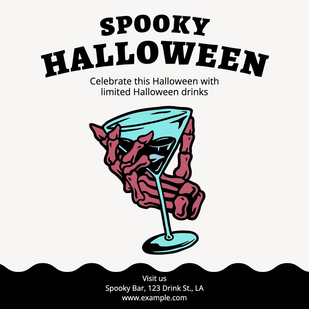 Halloween drinks  Instagram post template, editable text