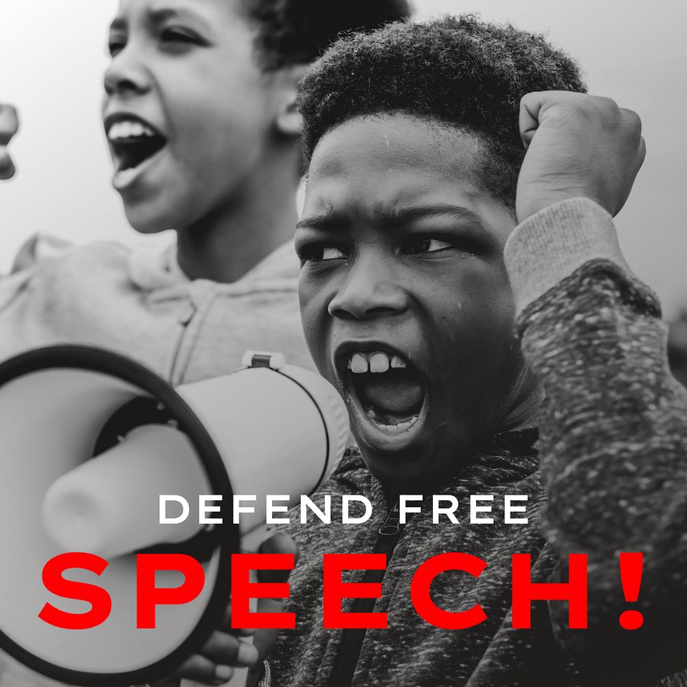 Defend free speech Instagram post template, editable text