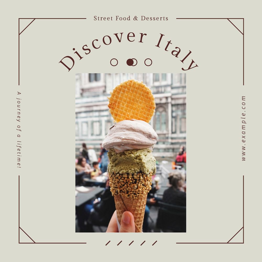 Discover Italy Instagram post template, editable text