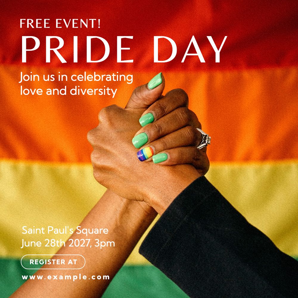 Pride day Instagram post template, editable text