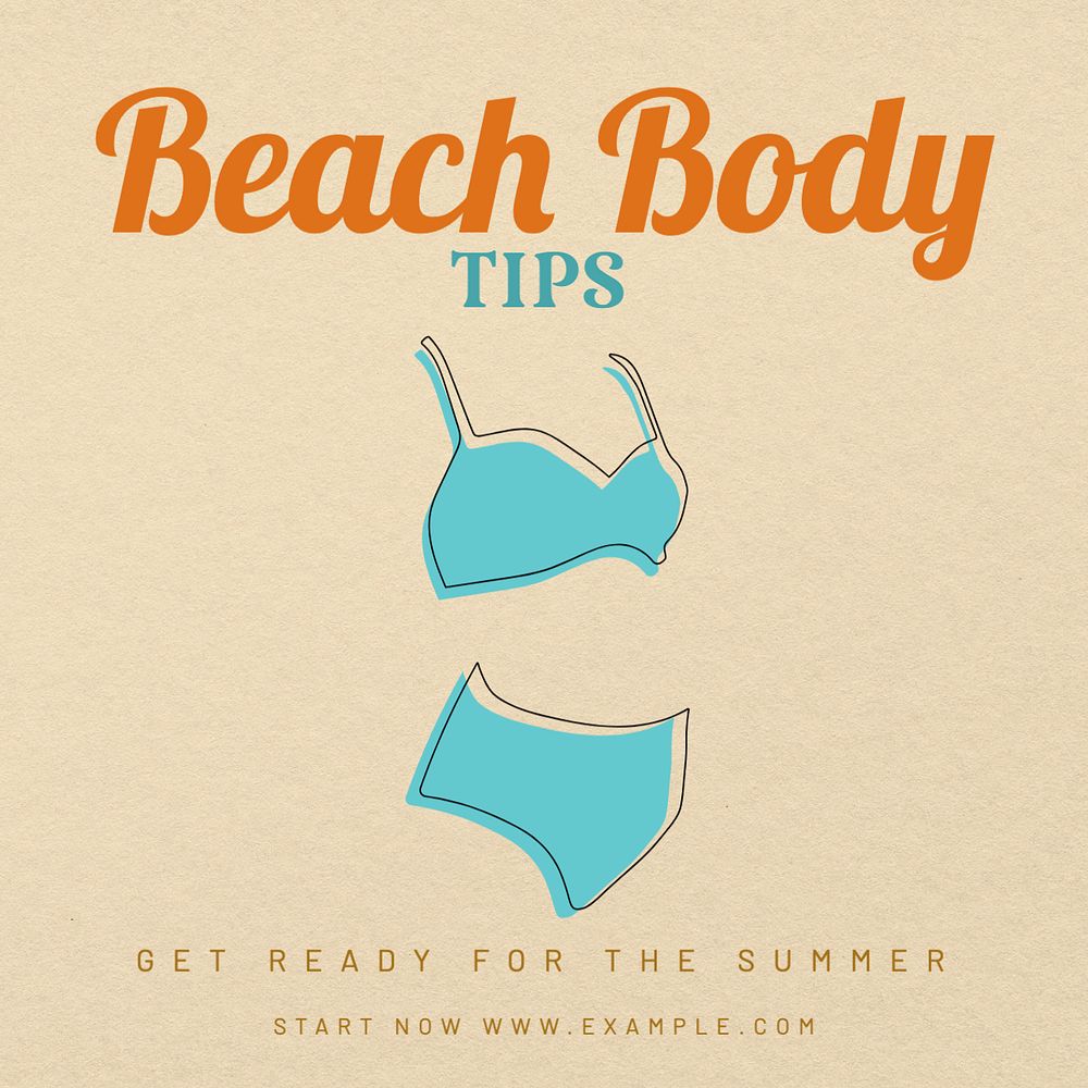 Beach body tips Instagram post template, editable text