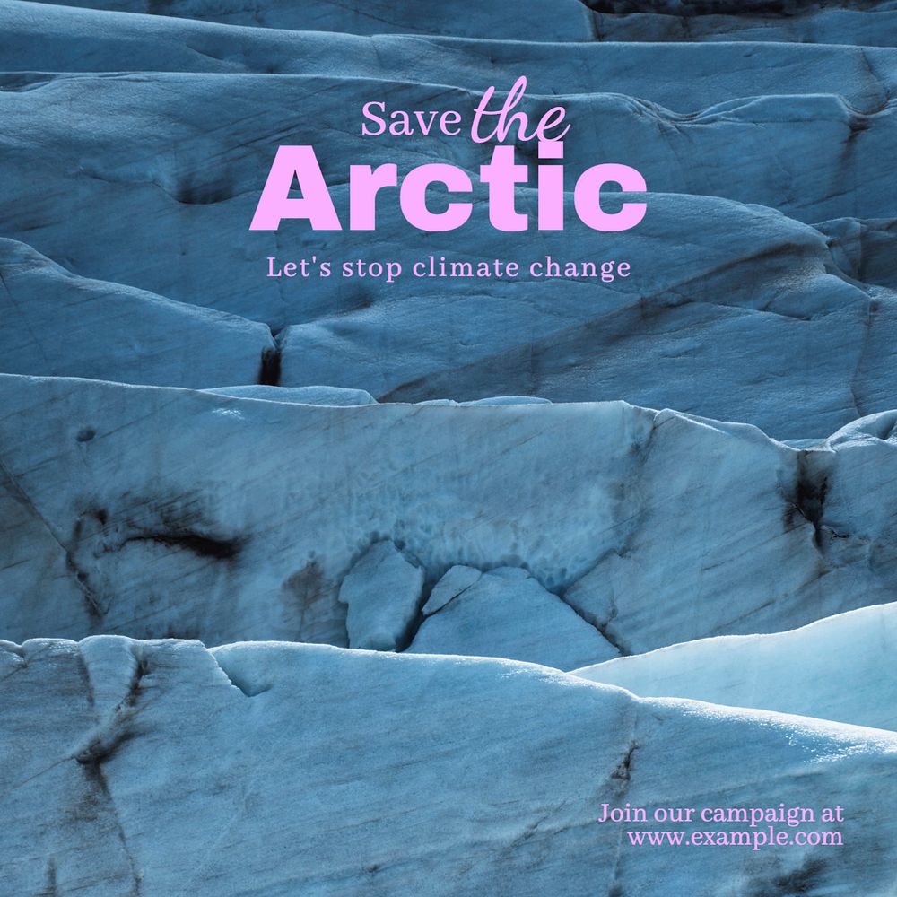 Save Arctic Instagram post template, editable text