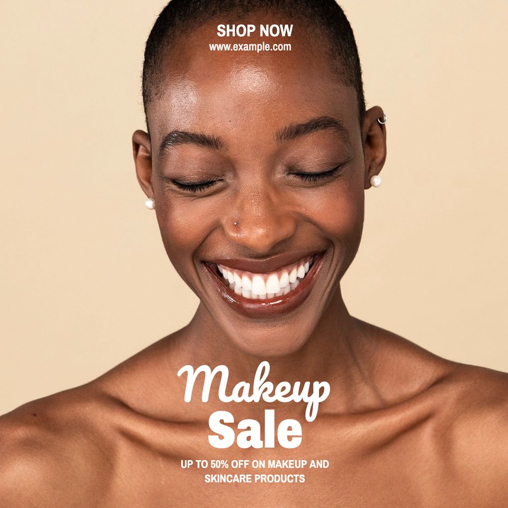 Makeup sale Instagram post template, editable text