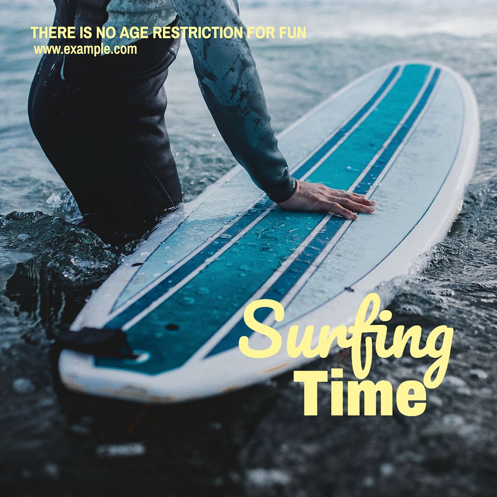 Surfing Instagram post template, editable text